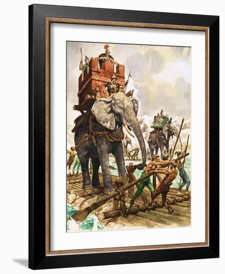 Hannibal and His Elephants Crossing a River by Raft-Peter Jackson-Framed Giclee Print