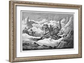 Hannibal and his war elephants crossing the Alps, 218 BC (19th century)-Unknown-Framed Giclee Print