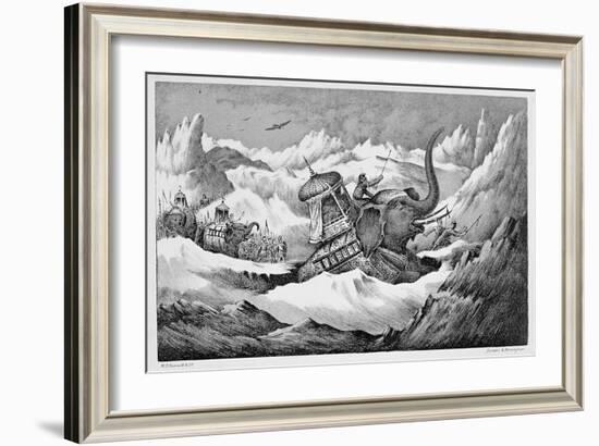 Hannibal and his war elephants crossing the Alps, 218 BC (19th century)-Unknown-Framed Giclee Print