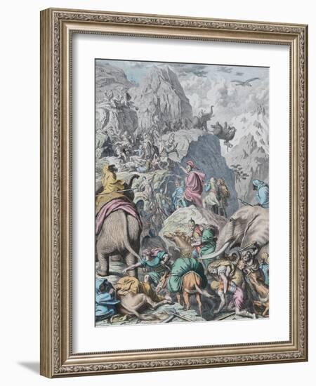 Hannibal Crosses the Alps (From Münchener Bilderboge)-Gottlob Heinrich Leutemann-Framed Giclee Print