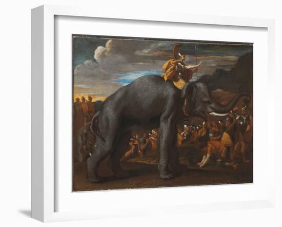 Hannibal Crossing the Alps on an Elephant-Nicolas Poussin-Framed Giclee Print