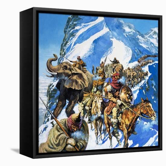 Hannibal Crossing the Alps-English School-Framed Premier Image Canvas