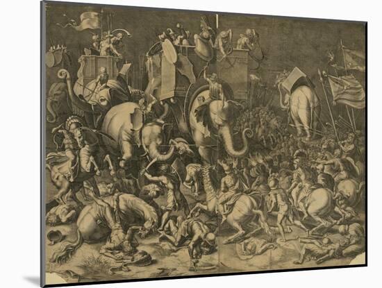 Hannibal's Elephants Attacking Roman Legions-null-Mounted Giclee Print