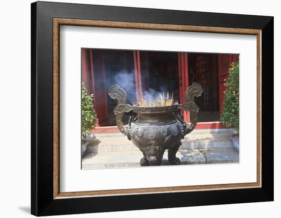 Hanoi, Vietnam. Incense offering at Ngoc Son Pagoda, a Buddhist temple-Yvette Cardozo-Framed Photographic Print