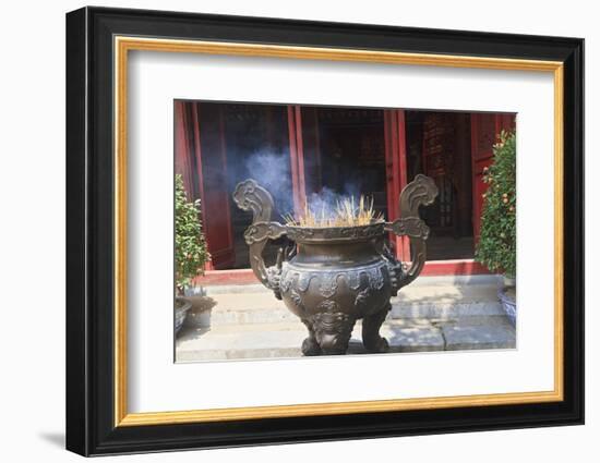 Hanoi, Vietnam. Incense offering at Ngoc Son Pagoda, a Buddhist temple-Yvette Cardozo-Framed Photographic Print