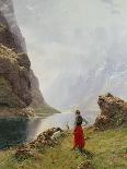 A Girl with Goats by a Fjord-Hans Dahl-Giclee Print