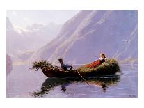 Knitting in a Norwegian Landscape-Hans Dahl-Giclee Print