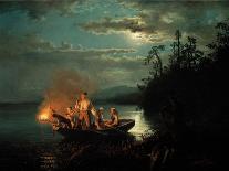 Night Spear Fishing on the Kroderen Lake-Hans Gude-Framed Giclee Print
