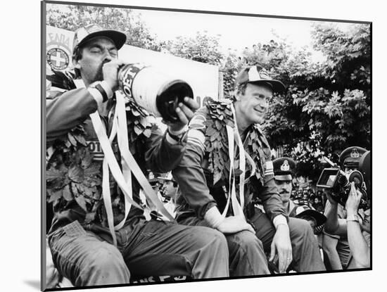 Hans Thorszelius Drinking Champagne and Bjorn Waldegaard, Winners of the Acropolis Rally, 1979-null-Mounted Photographic Print