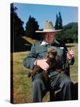Sir Winston Churchill Wearing Straw Hat while Holding Pet Poodle at Chartwell Manor-Hans Wild-Premier Image Canvas