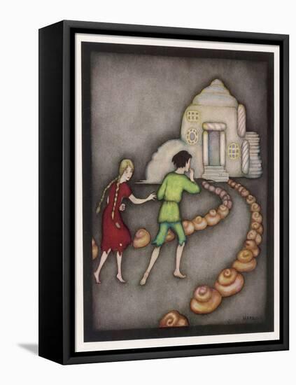 Hansel and Gretel Follow the Path up to the Witches House-Jennie Harbour-Framed Stretched Canvas