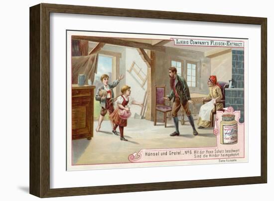 Hansel and Gretel: Hansel and Gretel Return Home after Escaping from the Witch-null-Framed Giclee Print