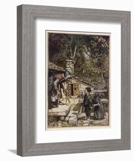 Hansel and Gretel, Meet Witch-Arthur Rackham-Framed Photographic Print