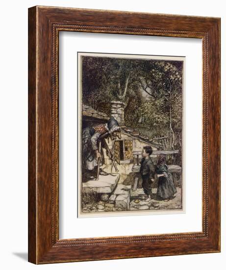 Hansel and Gretel, Meet Witch-Arthur Rackham-Framed Photographic Print