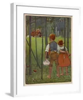 Hansel and Gretel See a Pretty Cottage in the Distance and Think They Might Shelter There-Willy Planck-Framed Giclee Print