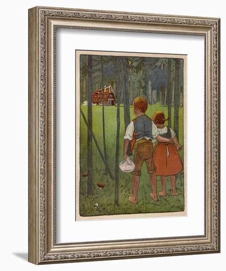 Hansel and Gretel See a Pretty Cottage in the Distance and Think They Might Shelter There-Willy Planck-Framed Art Print