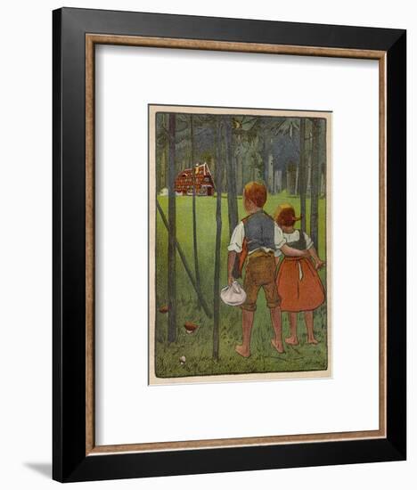 Hansel and Gretel See a Pretty Cottage in the Distance and Think They Might Shelter There-Willy Planck-Framed Art Print