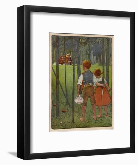 Hansel and Gretel See a Pretty Cottage in the Distance and Think They Might Shelter There-Willy Planck-Framed Art Print