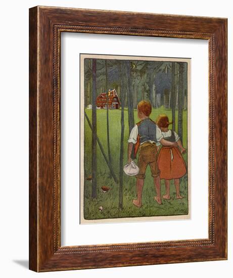 Hansel and Gretel See a Pretty Cottage in the Distance and Think They Might Shelter There-Willy Planck-Framed Art Print