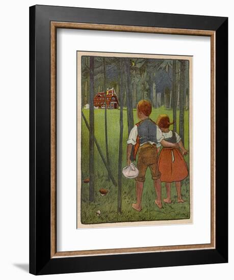 Hansel and Gretel See a Pretty Cottage in the Distance and Think They Might Shelter There-Willy Planck-Framed Art Print