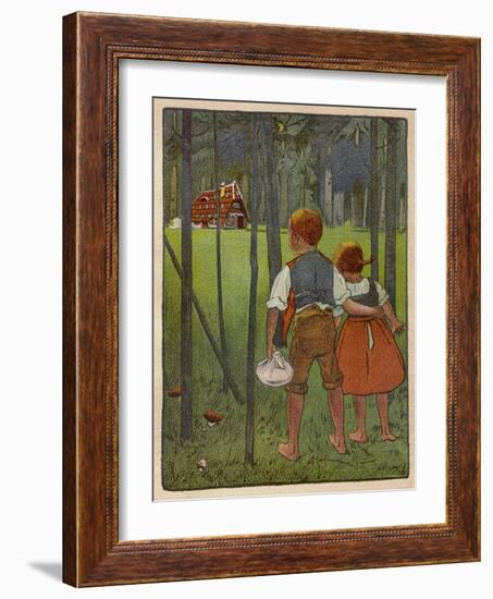 Hansel and Gretel See a Pretty Cottage in the Distance and Think They Might Shelter There-Willy Planck-Framed Art Print