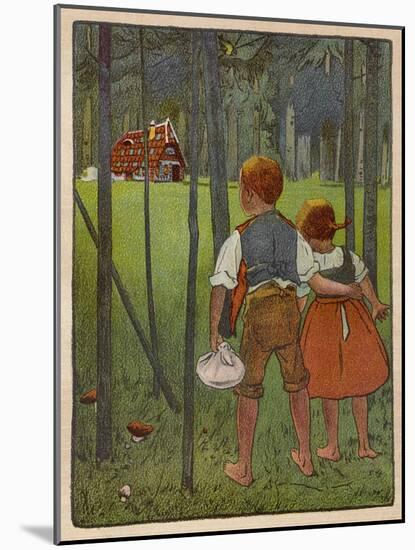 Hansel and Gretel See a Pretty Cottage in the Distance and Think They Might Shelter There-Willy Planck-Mounted Art Print