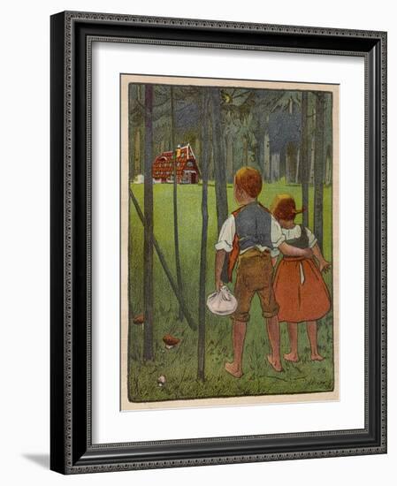 Hansel and Gretel See a Pretty Cottage in the Distance and Think They Might Shelter There-Willy Planck-Framed Art Print