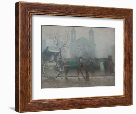 Hansom Cab at All Saints, 1910 (Oil on Canvas)-Adolphe Valette-Framed Giclee Print