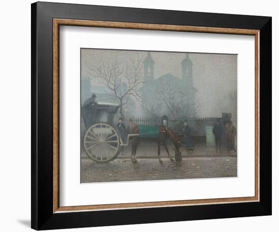 Hansom Cab at All Saints, 1910 (Oil on Canvas)-Adolphe Valette-Framed Giclee Print