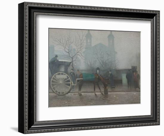 Hansom Cab at All Saints, 1910 (Oil on Canvas)-Adolphe Valette-Framed Giclee Print