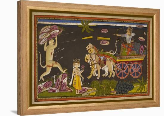 Hanuman Fighting-null-Framed Premier Image Canvas