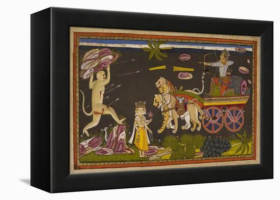 Hanuman Fighting-null-Framed Premier Image Canvas