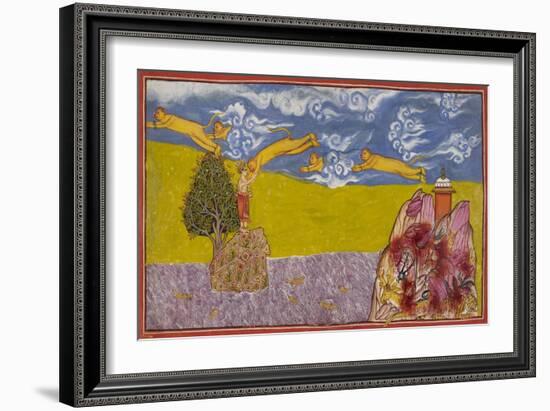 Hanuman Leaps Across the Ocean-null-Framed Giclee Print