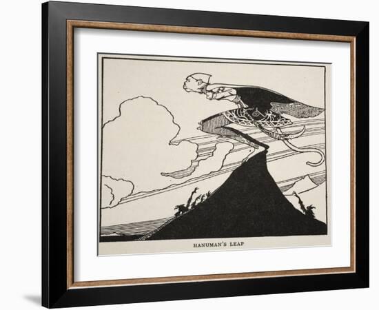 Hanuman's Leap, Illustration from 'The Book of Myths', 1925-null-Framed Giclee Print
