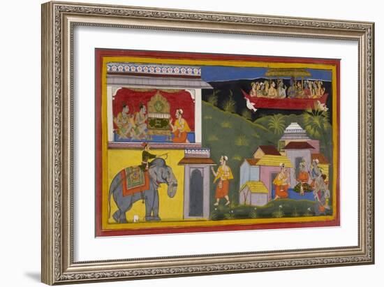 Hanuman Tells Of Rama's Return-Sahib Din-Framed Giclee Print