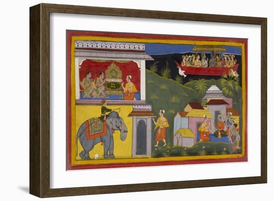 Hanuman Tells Of Rama's Return-Sahib Din-Framed Giclee Print