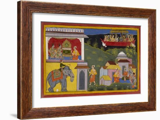 Hanuman Tells Of Rama's Return-Sahib Din-Framed Giclee Print