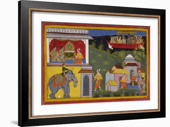 Hanuman Tells Of Rama's Return-Sahib Din-Framed Giclee Print