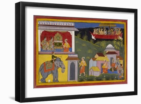 Hanuman Tells Of Rama's Return-Sahib Din-Framed Giclee Print