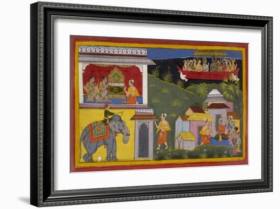 Hanuman Tells Of Rama's Return-Sahib Din-Framed Giclee Print