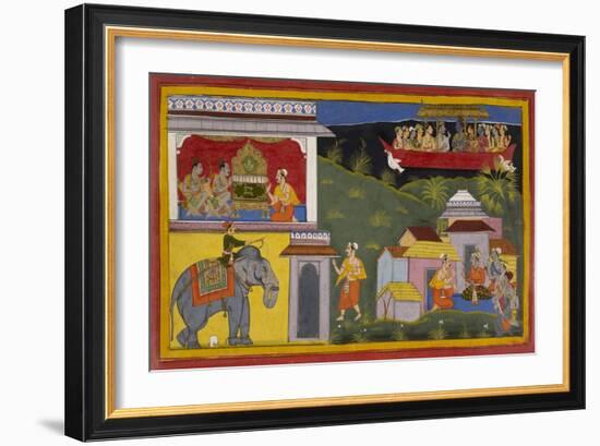 Hanuman Tells Of Rama's Return-Sahib Din-Framed Giclee Print