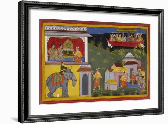 Hanuman Tells Of Rama's Return-Sahib Din-Framed Giclee Print