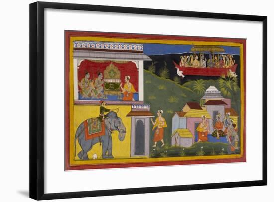 Hanuman Tells Of Rama's Return-Sahib Din-Framed Giclee Print