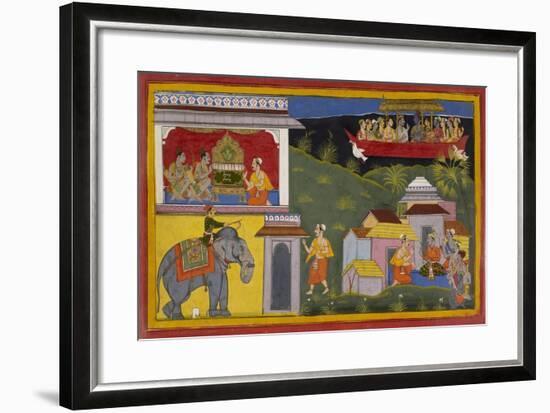 Hanuman Tells Of Rama's Return-Sahib Din-Framed Giclee Print