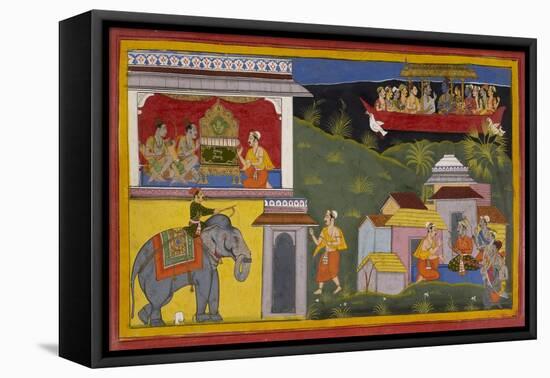 Hanuman Tells Of Rama's Return-Sahib Din-Framed Premier Image Canvas