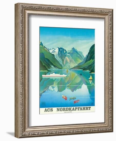 HAPAG Cruise Line: Nordkapfahrt - North Cape and Norwegian Fjords, c.1957-null-Framed Art Print