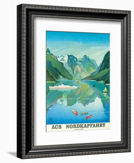 HAPAG Cruise Line: Nordkapfahrt - North Cape and Norwegian Fjords, c.1957-null-Framed Art Print