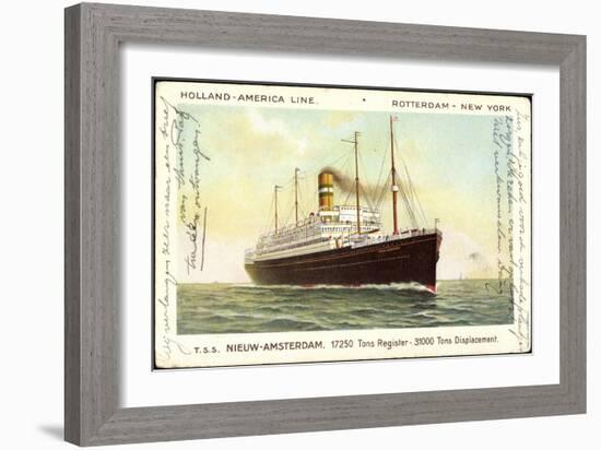 Hapag, Dampfschiff T.S.S. Nieuw Amsterdam in Fahrt-null-Framed Giclee Print