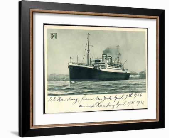 Hapag, S.S. Hamburg, New York, 1936, Dampfschiff-null-Framed Giclee Print