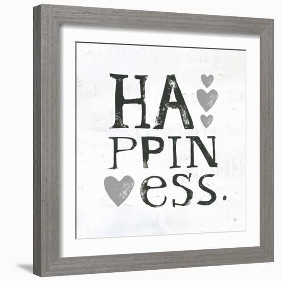 Happiness Gray Hearts-Kellie Day-Framed Art Print